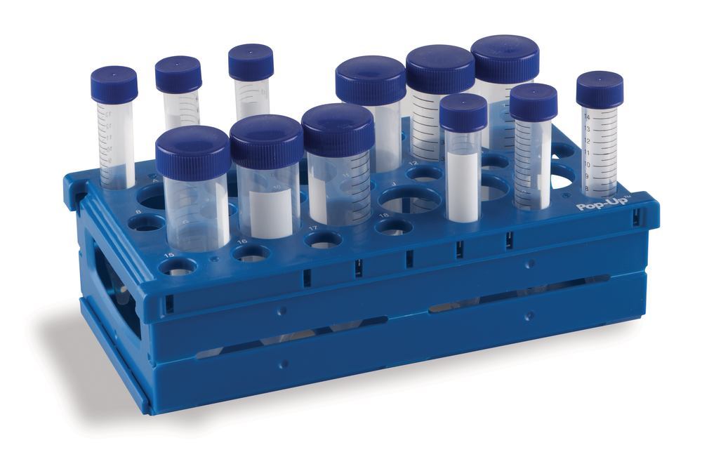 Pop-UpTM Rack, blau, 15 / 50 ml Röhrchen, Ø 17 / Ø 30 mm, L 255 x B 137 x H 72 mm (2 Stk.)