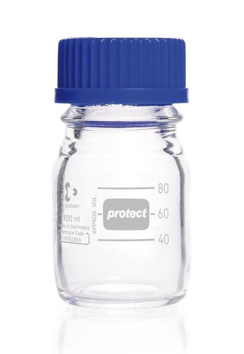 Gewindeflaschen, DURAN®-Protect, mit Ausgießring und Kappe aus PP, 100 ml (10 Stk.)