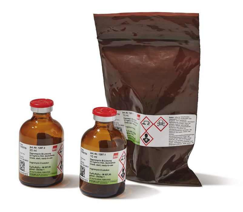 Hygromycin B-Lösung, 50 mg/ml in PBS, BioScience-Grade steril, ready-to-use (20 ml)