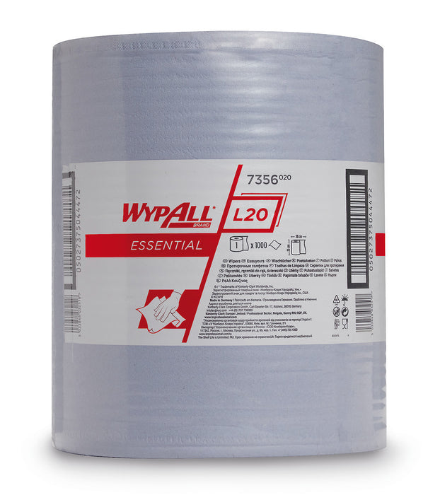 Wypall® L20 Essential Einmal-, Wischtücher, 2 Lagen, blau, B 35 cm 1000 Tücher