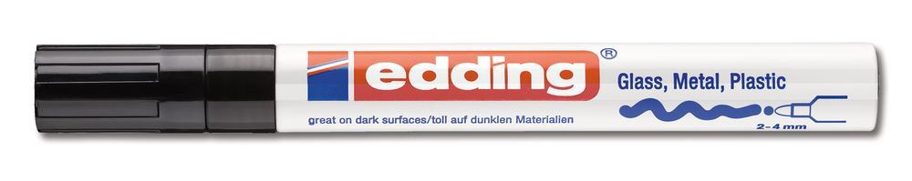 Lackmarker, edding®, 750, schwarz, Rundspitze 2-4 mm (10 Stk.)