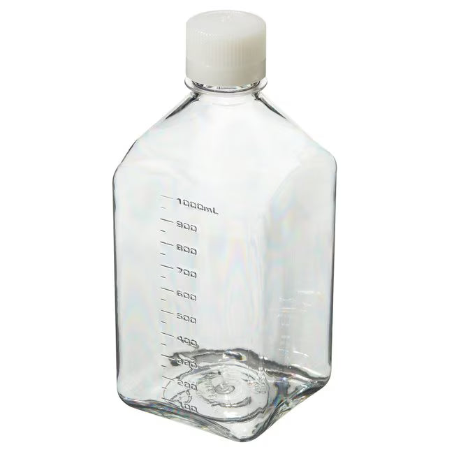 Thermo Scientific Nalgene quadratische PETG-Medienflaschen mit Verschluss 1000 mL unsteril [24 Stk.]