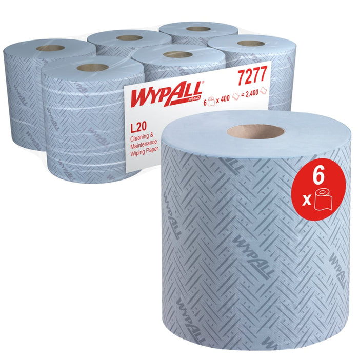 WypAll® L20 Cleaning and Maintenance Blue Wiping Paper 7277 - 2 Ply Centrefeed Rolls<br>[2400 Stk]