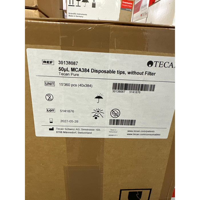 Tecan 50 µL Einwegspitzen ohne Filter für Multiple Channel Arm 384 (Fluent), MultiChannel Arm 384 (Freedom EVO) [40 x 384 Stk. / MHD 2027]