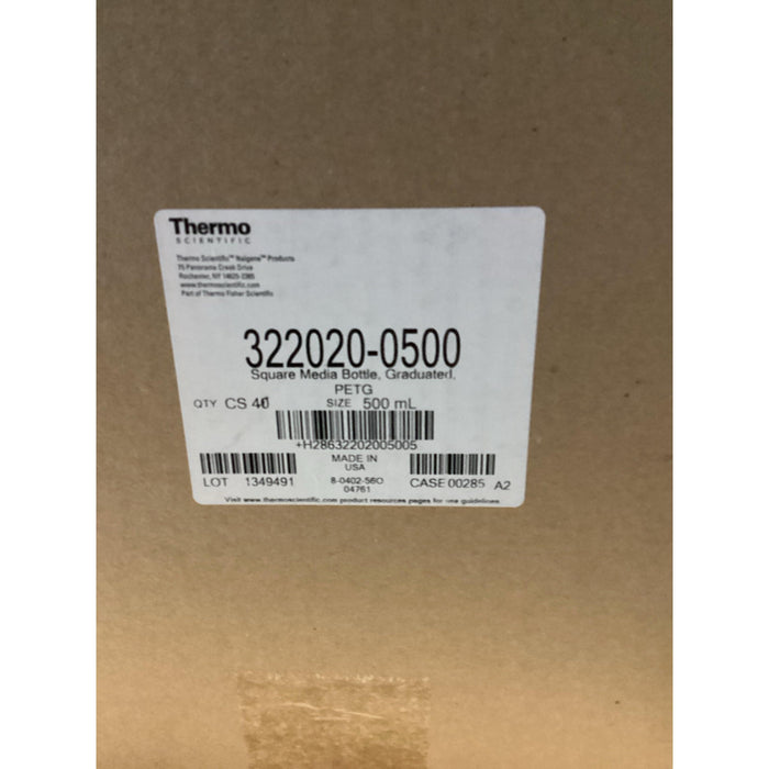 Thermo Scientific Nalgene quadratische PETG-Medienflaschen mit Verschluss 500 mL unsteril [40 Stk.]