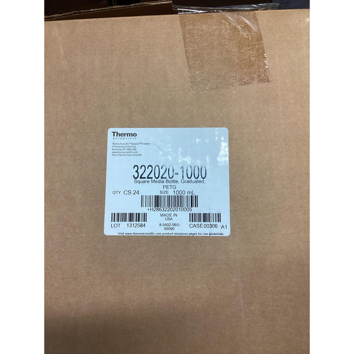 Thermo Scientific Nalgene quadratische PETG-Medienflaschen mit Verschluss 1000 mL unsteril [24 Stk.]