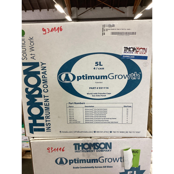 Optimum Growth 5L Flask w/ Vent Cap, Sterile [4 Stk.]