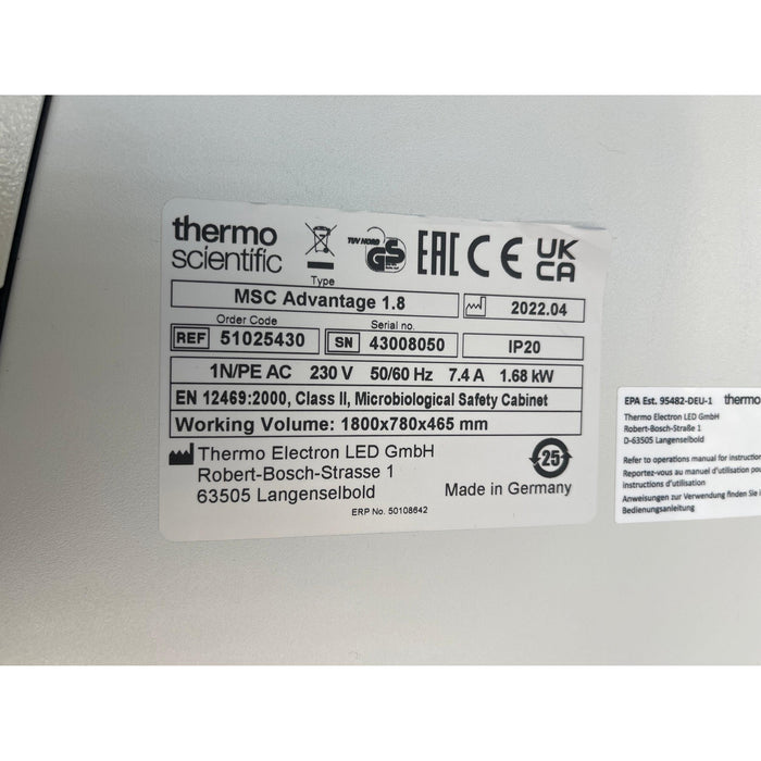 MSC Advantage 1.8m BSC/Sicherheitswerkbank (04.2022)