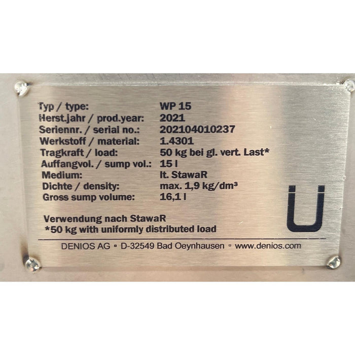 Denios WP 15 Kleingebindewanne pro-line aus Edelstahl, m. Lochblech, 15 Liter
