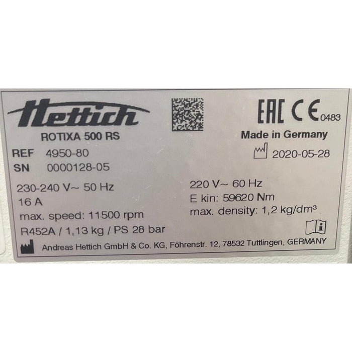 Hettich ROTIXA 500 RS GMP Variante mit Ausschwingrotor 4294