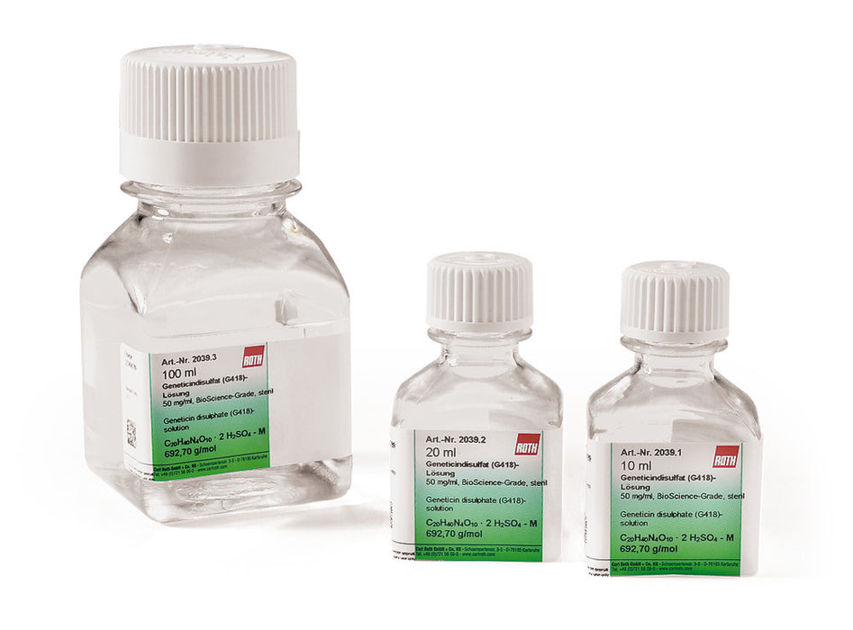 Geneticindisulfat (G418)-Lösung, 50 mg/ml, BioScience-Grade, steril ready-to-use (20 ml)