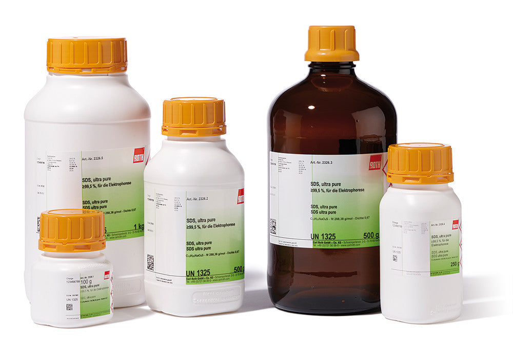 SDS ultra pure, min. 99 %, für die Elektrophorese, Biochemie und Molekularbiologie 1 x 500 g in 2,5 l Glasflasche (500 g)