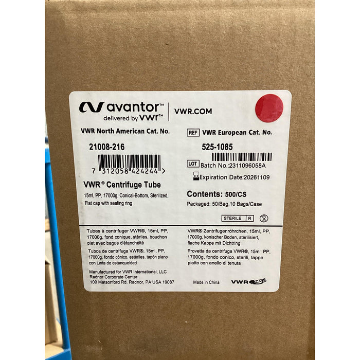 VWR Ultra-High Performance Zentrifugenröhrchen 15 mL PP steril [500 Stk. / MHD 2026]