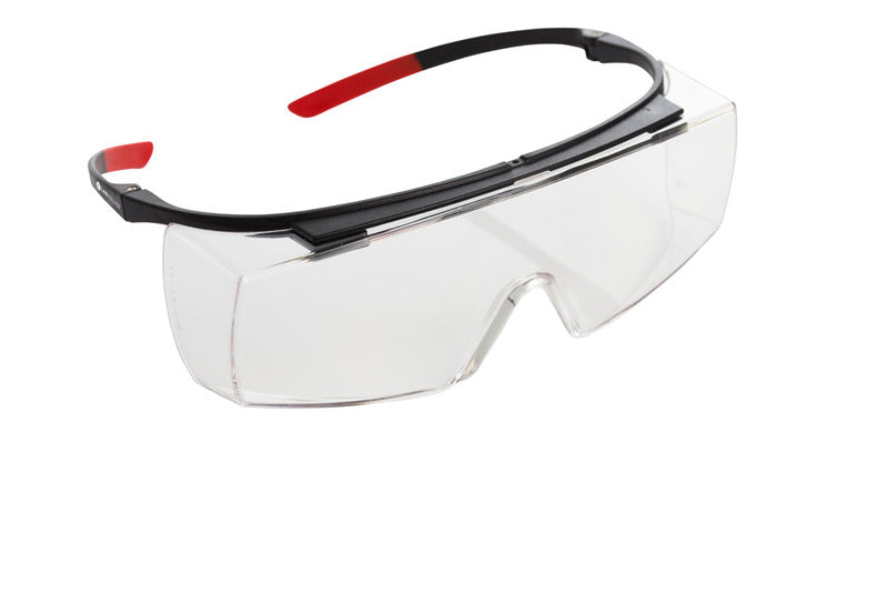 Schutzbrille vision schwarz/rot, Scheibe farblos, uv 2-1.2, LABSOLUTE®