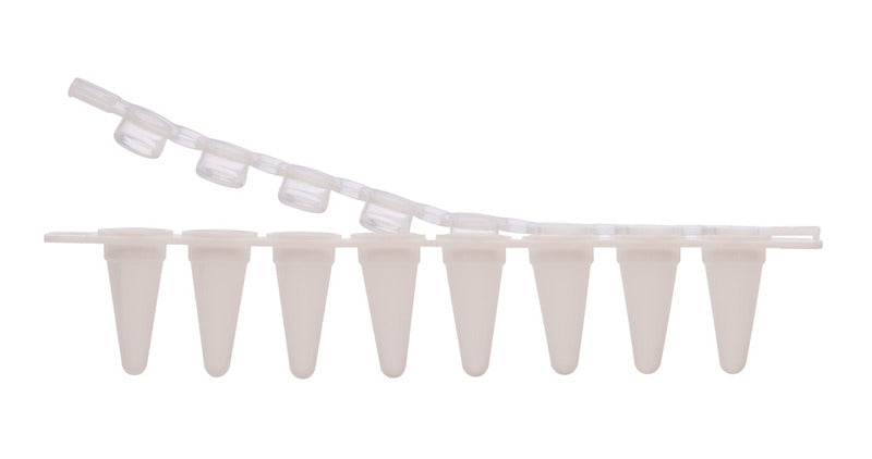PCR 8er-Streifen, weiß, flach, 0,1 ml, Niederprofil, mit Deckelstreifen, VE=120, LABSOLUTE®