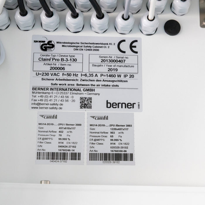 Berner ClairePro B-3-130 Biological Safety Cabinet with Integrated Airlock