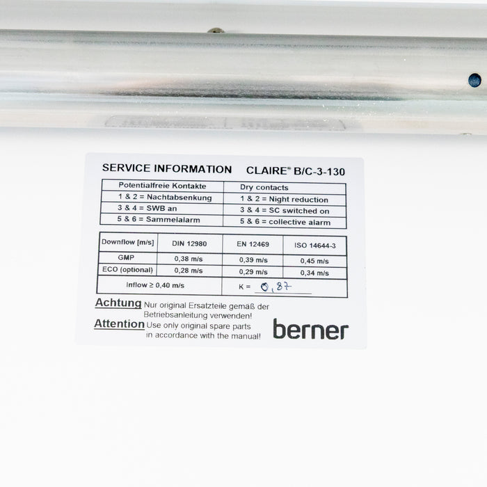 Berner ClairePro B-3-130 Biological Safety Cabinet with Integrated Airlock