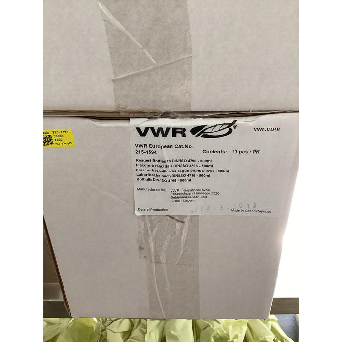 WR Laborflaschen, Enghals, Borosilikatglas 3.3, mit PP-Schraubkappe und Ausgiessring 500 mL [10 Stk.]