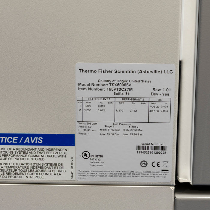 Thermo Scientific TSX60086V Ultratiefkühlschrank -86 °C (2020/02)