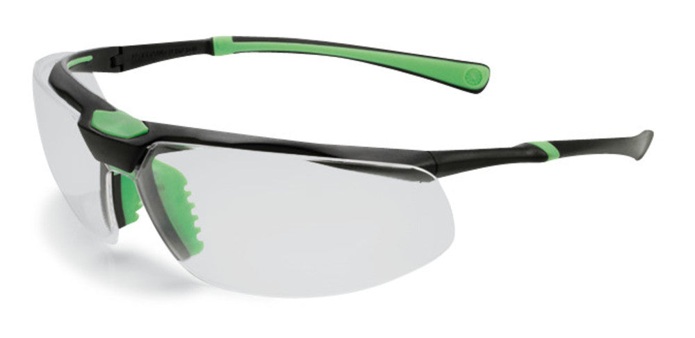 Schutzbrille 5X3, schwarz/grün, klar, Antikratzbeschichtung (1 Stk.)