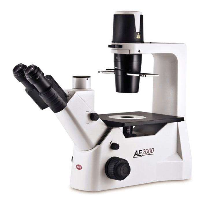Inverses Mikroskop AE2000, Trinokular inkl. Blaufilter, Interferenzfilter grün, Neutralfilter mit Schieber, Zentrierteleskop und Staubschutzhhülle (1 Stk.)