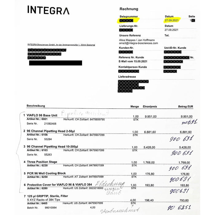 Integra Viaflo 96 mit zwei Köpfen (50 µL und 300 µL) (2021)