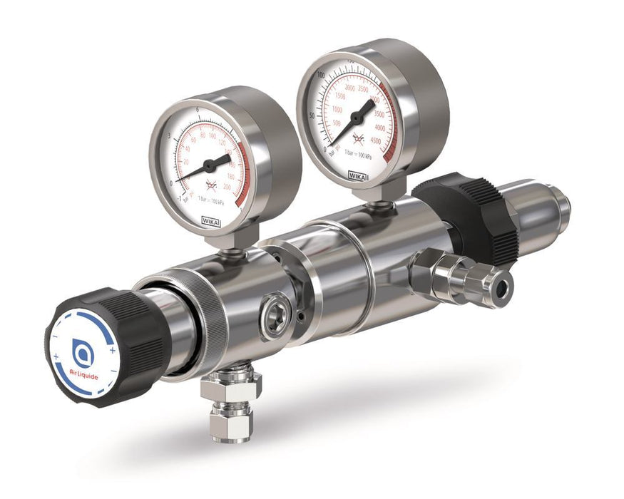 Gasdruckminderer zweistufig, Messing, 0,1 - 3 bar, Prüfgas (1 Stk.)