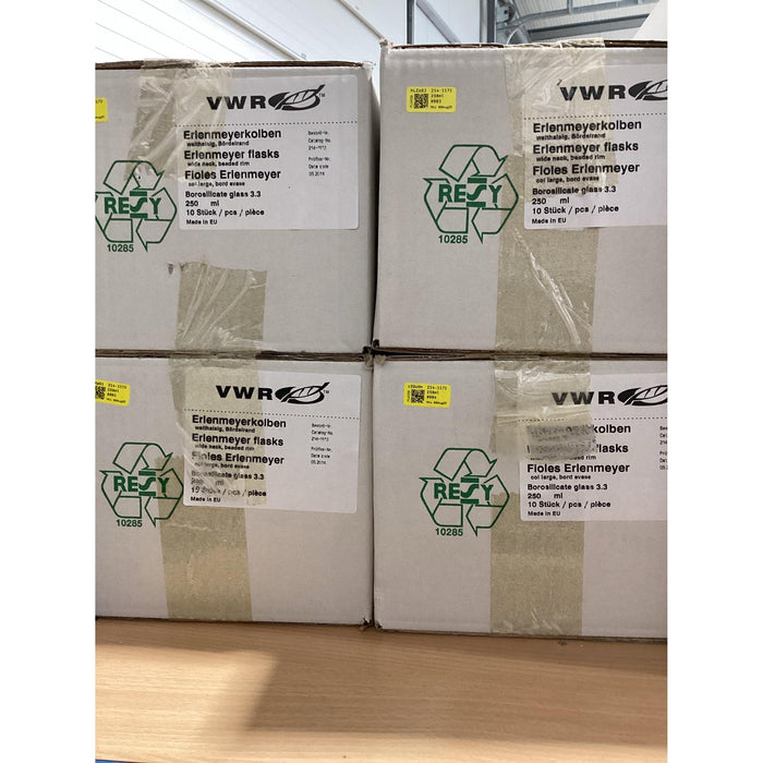 VWR Erlenmeyerkolben 250mL weithals aus klarem Borosilikatglas 3,3 [10 Stk.]