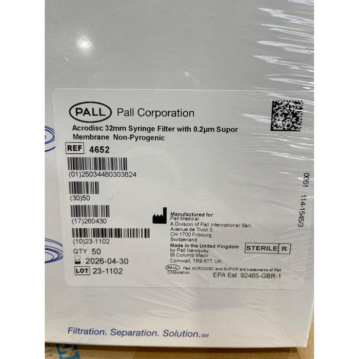 Pall Cytiva Acrodisc Supor PES syringe filter, 0.2 µm, 32 mm [50 Stk. / MHD 2026]