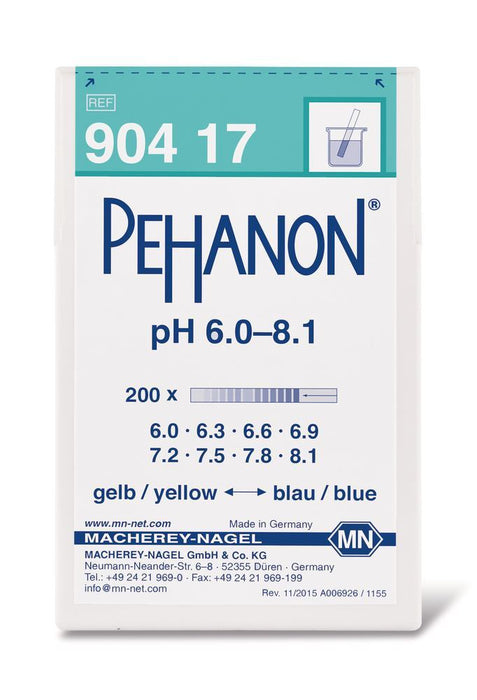 Indikatorpapiere PEHANON®, mit aufgedruckter pH Skala, pH 6-8,1 (200 Stk.)