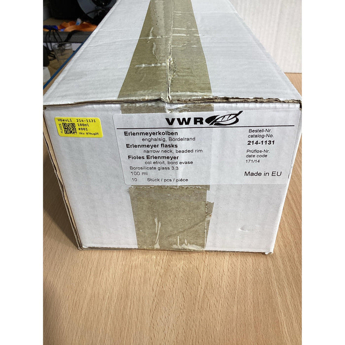 VWR Erlenmeyerkolben 100mL enghals aus klarem Borosilikatglas 3,3 [10 Stk.]