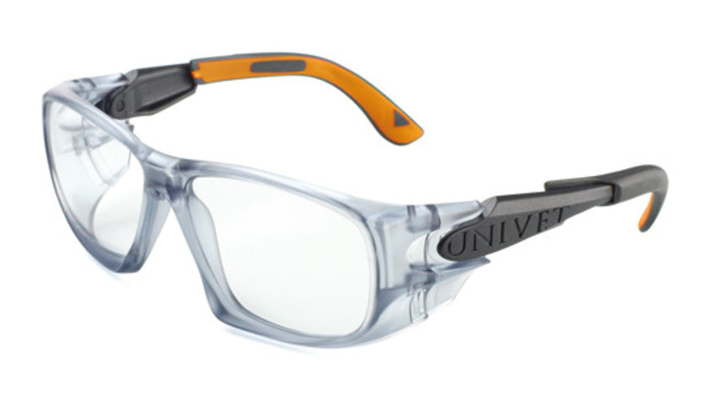 Schutzbrille 5X9, Gestell gunmetal/orange, Scheibe klar (1 Stk.)