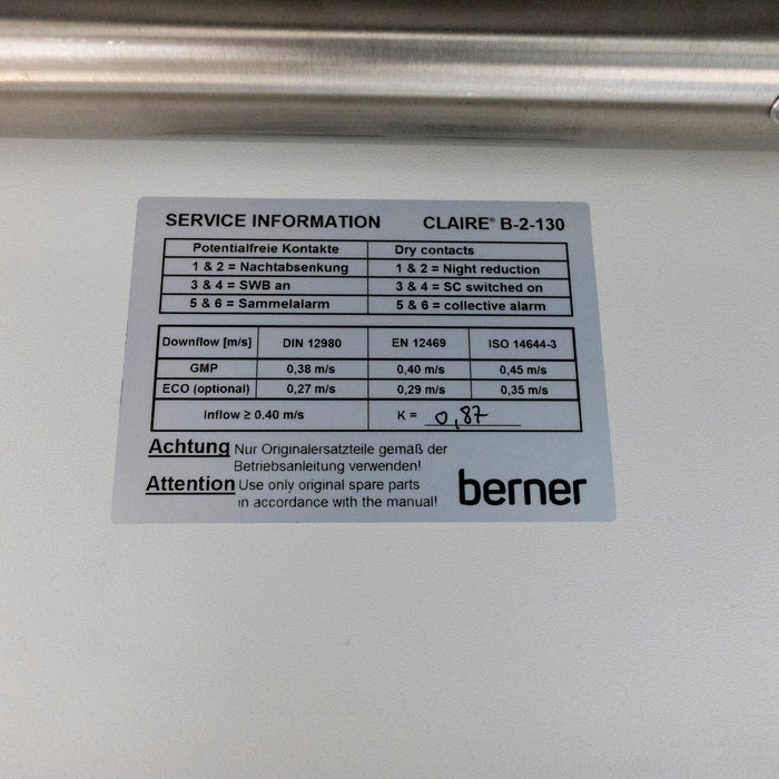 Berner Claire Pure B-2-130 – Biological Safety Cabinet 1.3 m