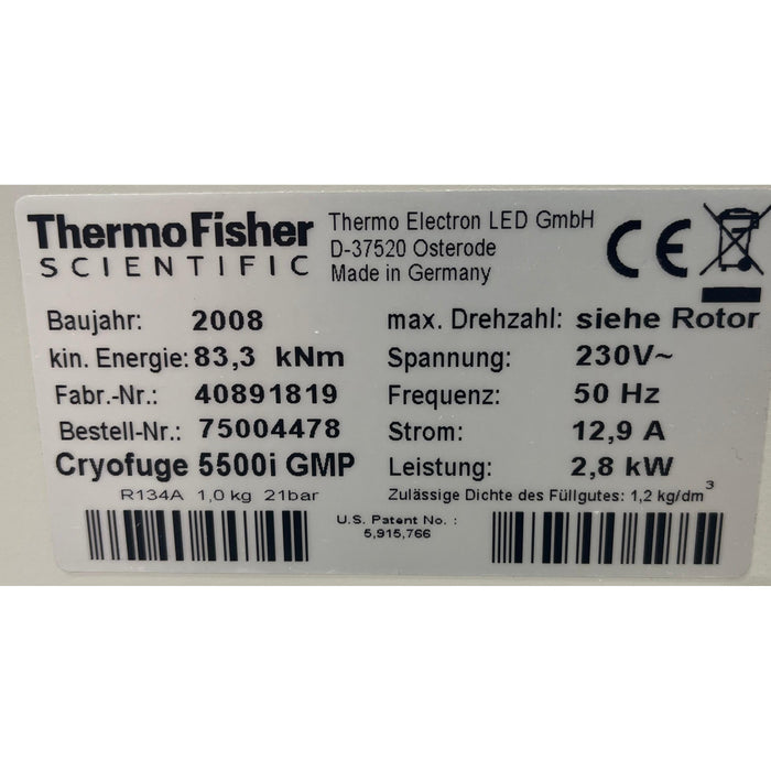 Thermo Scientific Cryofuge 5500i GMP – Refrigerated Centrifuge with cooler