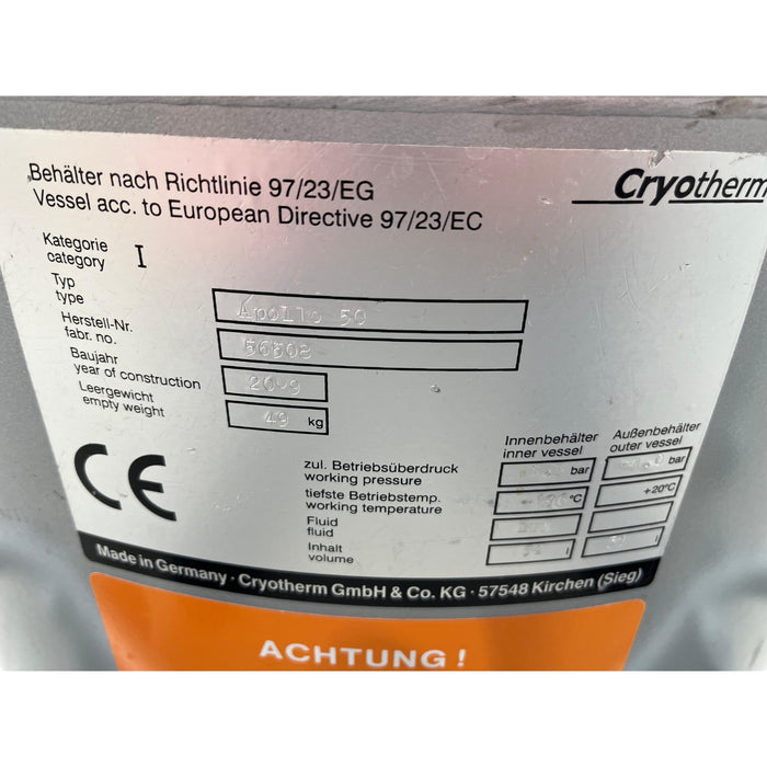 Cryotherm Apollo 50 – Liquid Nitrogen Cryo Transport Container