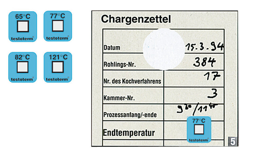Temperatur-Messpunkte - irreversibel, selbStk.lebend, Messpunkt 77 °C (50 Stk.)