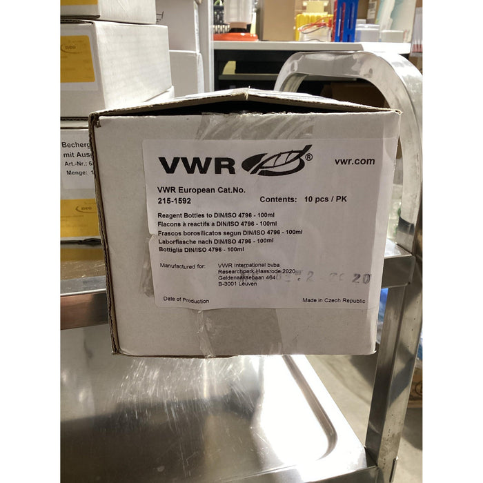 VWR Laborflaschen, Enghals, Borosilikatglas 3.3, mit PP-Schraubkappe und Ausgiessring 100 mL [10 Stk.]