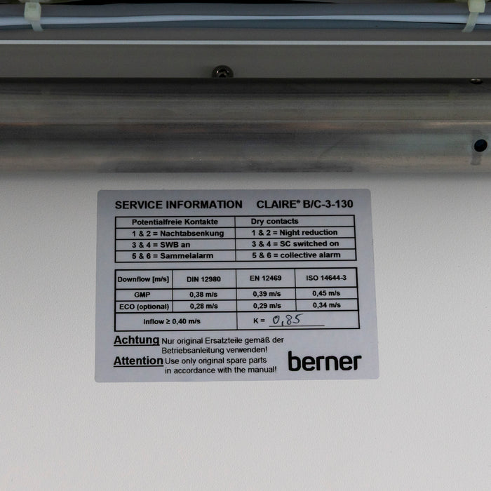 Berner ClairePro B-3-130 Biological Safety Cabinet with Integrated Airlock