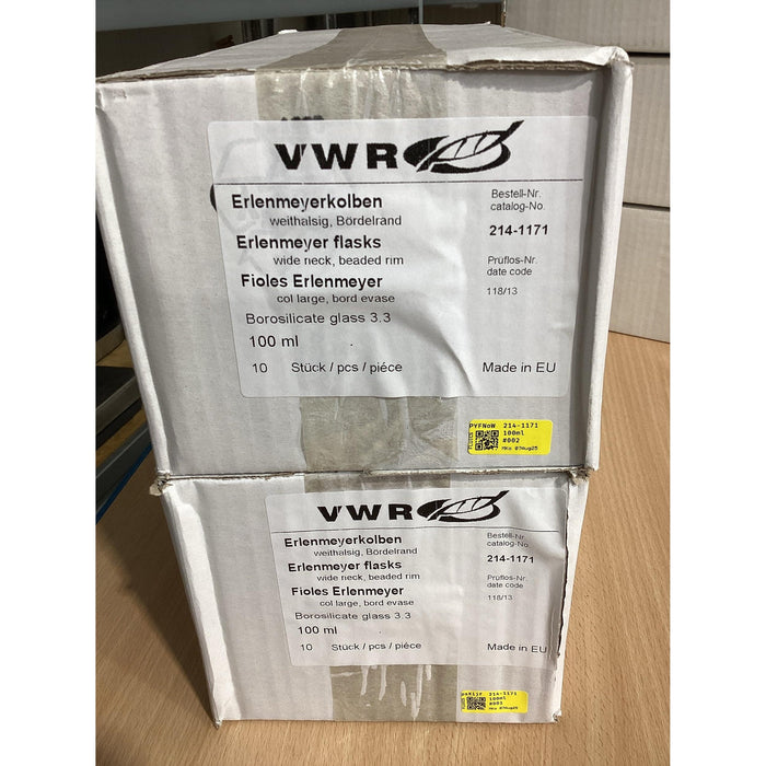 VWR Erlenmeyerkolben 100mL weithals aus klarem Borosilikatglas 3,3 [10 Stk.]