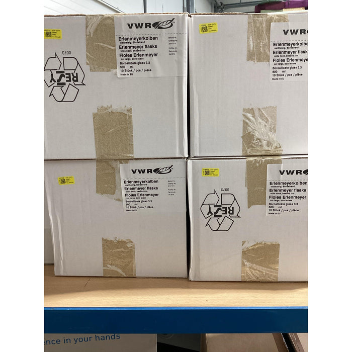 VWR Erlenmeyerkolben 500mL weithals aus klarem Borosilikatglas 3,3 [10 Stk.]
