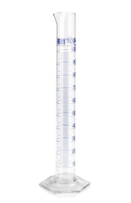 Messzylinder Klasse A, blau graduiert, DURAN®, hohe Form, Teilung 0,2 ml, 10 ml (2 Stk.)