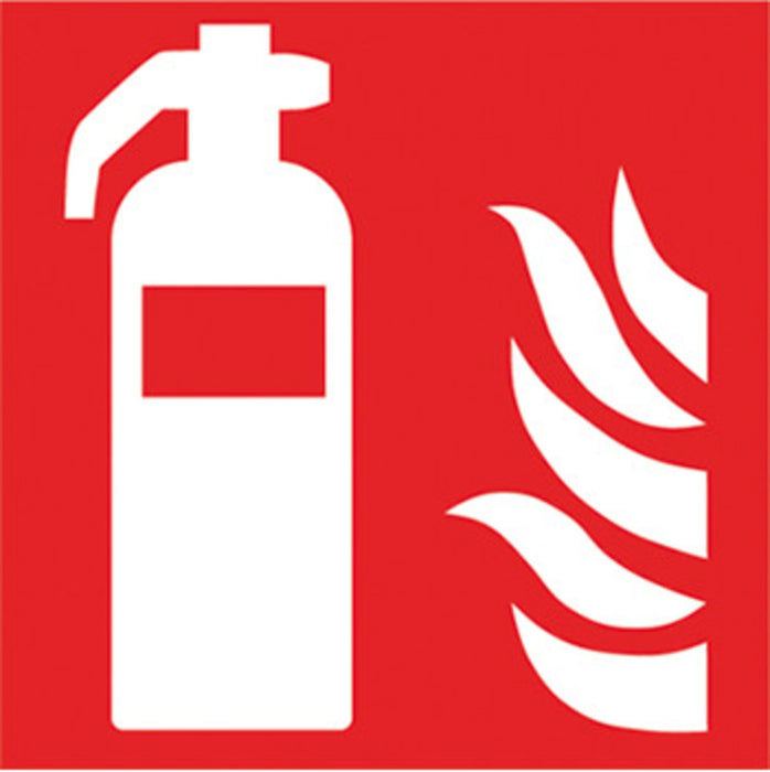 Brandschutzzeichen, Feuerlöscher nach ISO 7010  selbStk.lebende Folie, lang nachleuchtend, B 200 x H 200 mm (1 Stk.)