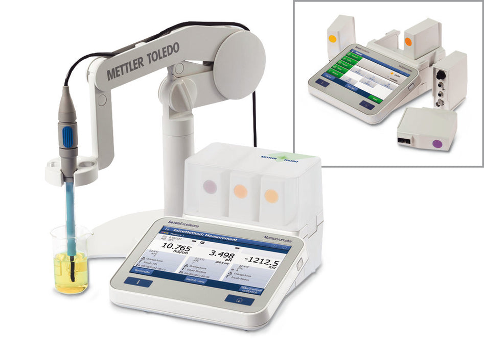 Kombi-Messgerät SevenExcellence(TM), pH-Kit Version S400  inkl. pH-Modul, Elektrodenhalter, InLab® Routine Pro-ISM, Pufferlösungen, Software