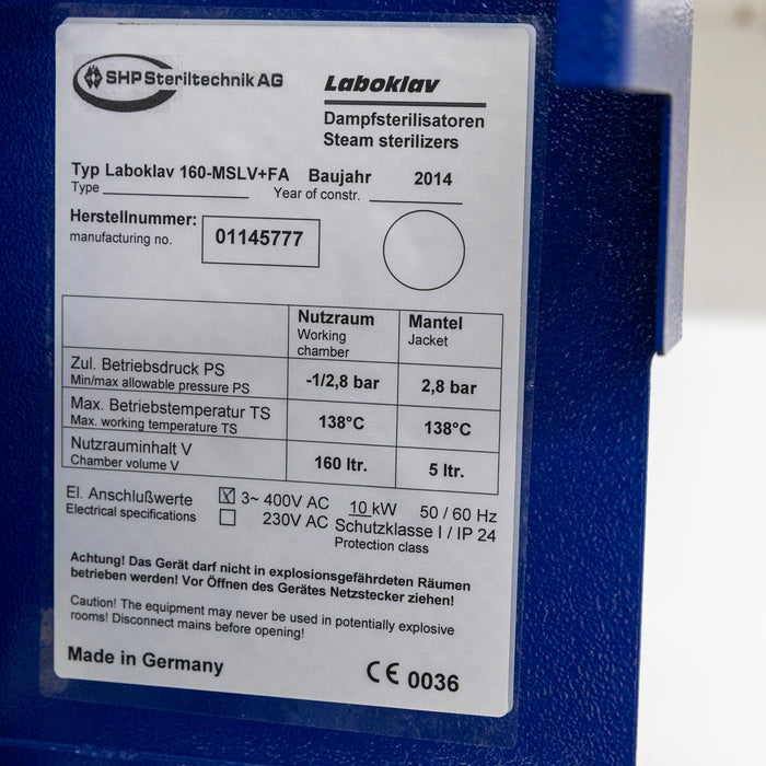 SHP Laboklav 160 MSLV+FA Horizontalautoklav