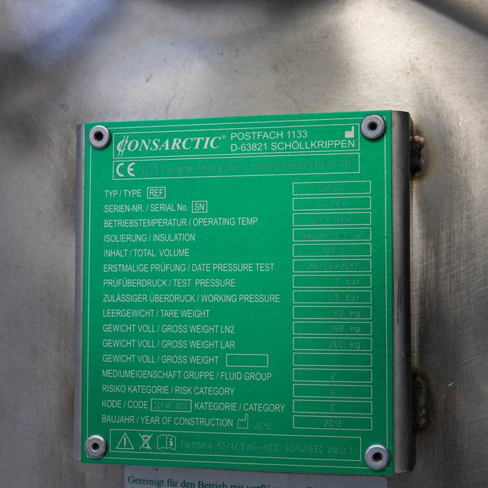 Consartic 120 VLN Liquid Nitrogen Cryogenic Tank