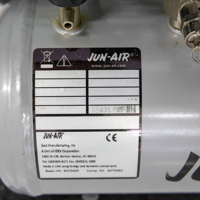 Jun-Air OF302 – Oil-Free Piston Compressor Unit with 4 L Tank