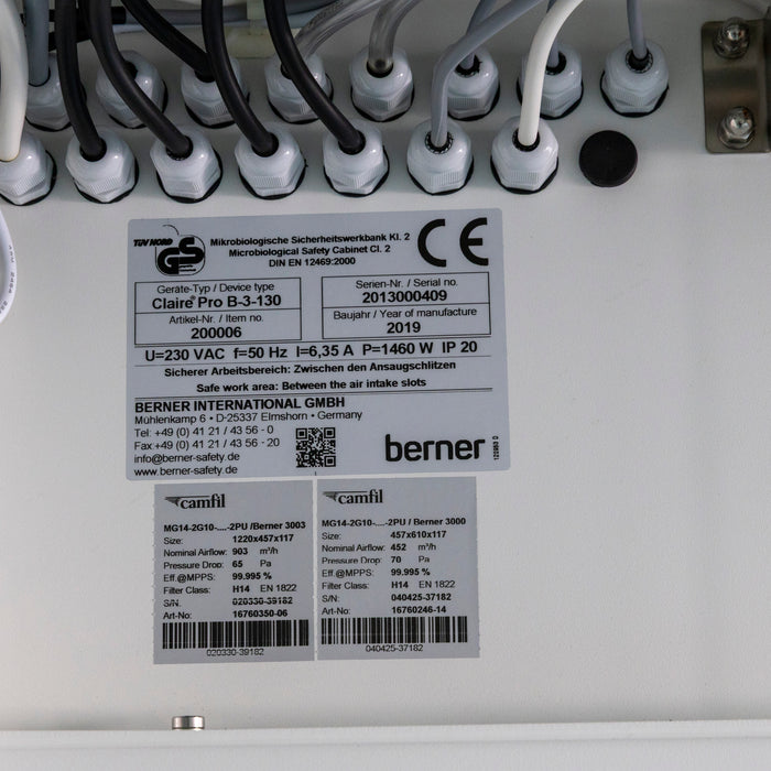 Berner ClairePro B-3-130 Biological Safety Cabinet with Integrated Airlock