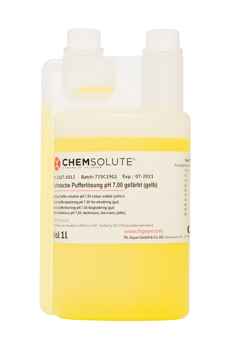 Technische Pufferlösung pH 7,00 gefärbt (gelb) (±0,02/25 °C) (Twin Neck, rückführbar auf SRM von NIST)