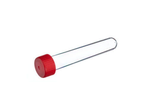 Zellkultur Röhrchen, 12 ml, PS, 17/100 mm, mit Schraubverschluss rot, transparent, TC, steril, 5 Stück/Btl. (1000 Stk.)