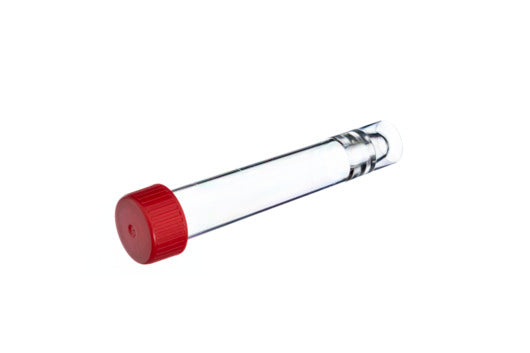 Zellkultur Röhrchen, 12 ml, PS, 16,8/100 mm, mit Bajonettverschluss rot, mit Stehrand, transparent, TC, steril, 5 Stück/Btl. (1000 Stk.)